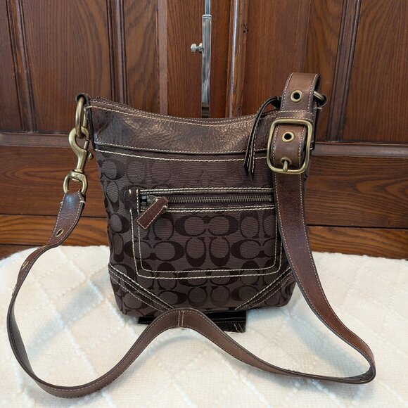 Coach Legacy Slim Duffle Vintage Y2K Signature Jacquard & Leather Brown Crossbod - Picture 1 of 11